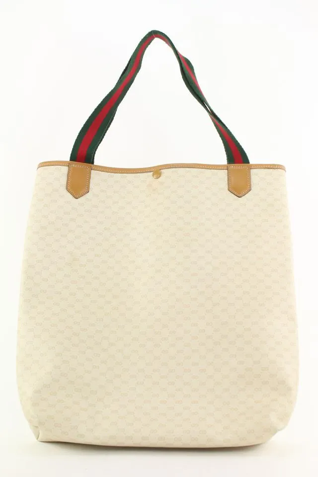 Gucci White Supreme GG Web Shopper Tote Bag 495gks67