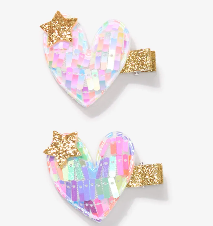 Hatley Glittery Colourful Larger Heart Clips