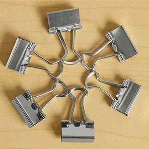 HEHGU Stainless Steel Bulldog Clips Paper Clamp Clips 25mm Silver Metal Fold Back Clips with Box for Office, School and Home Supplies 48Pcs