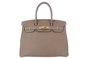 HERMES BIRKIN 30 ETOUPE TOGO GOLD HARDWARE STAMP Z (2021) WITH LOCK & KEYS, RAINCOAT AND DUST COVER