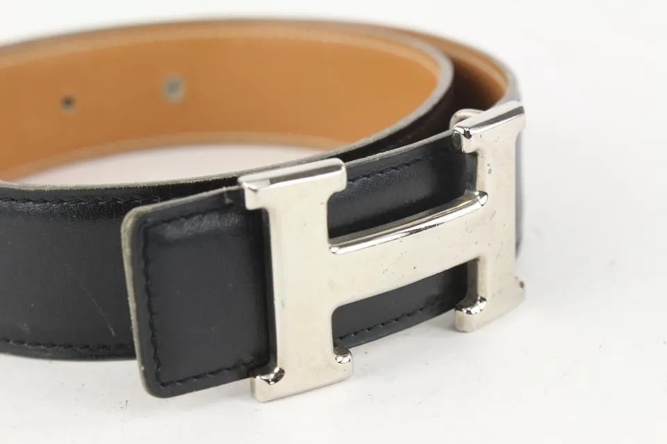 Hermès 32mm Reversible H Logo Belt Kit Black x Brown x Silver 929her87
