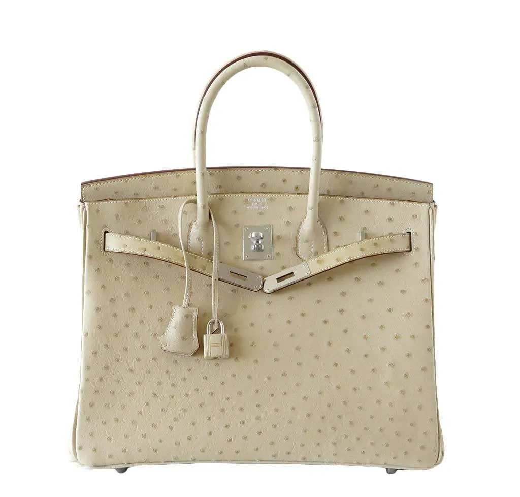 Hermès Birkin 35 Ostrich Parchemin Bag PHW