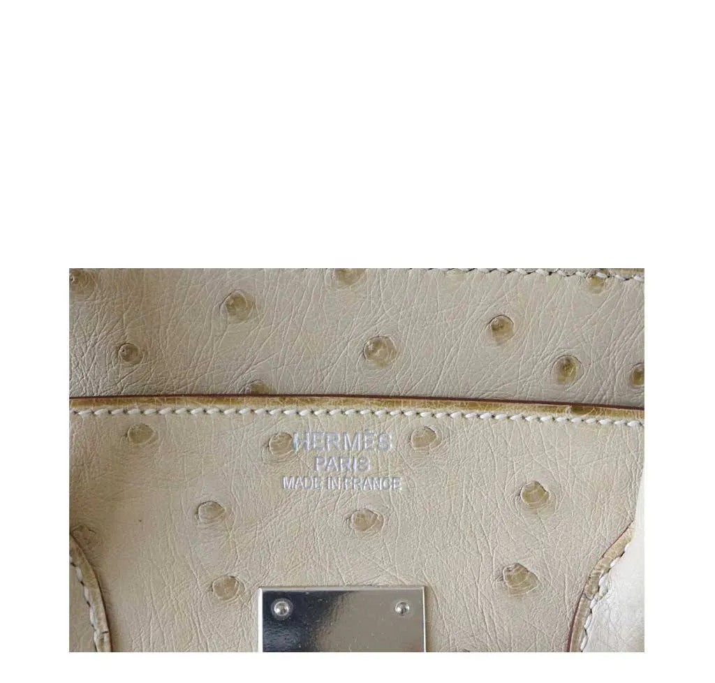 Hermès Birkin 35 Ostrich Parchemin Bag PHW