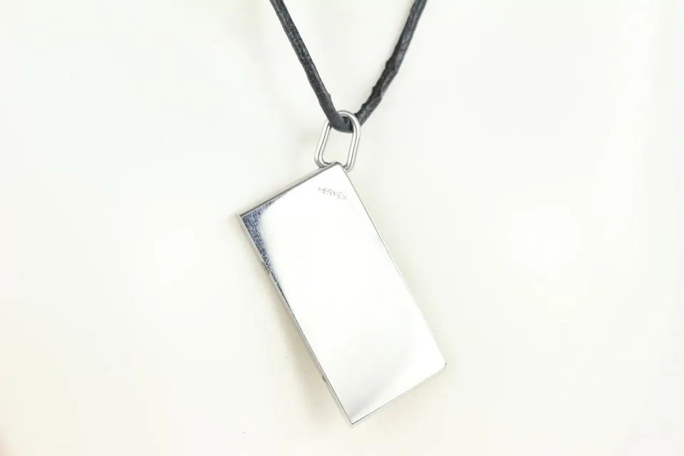 Hermès Black x Silver Pendant Necklace 1018h3