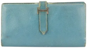 Hermès Blue Jean Bearn Bifold Long Flap 6her721