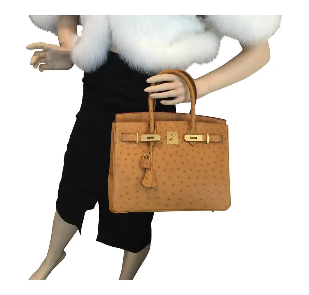 Hermès Ostrich Birkin Bag 30cm Gold