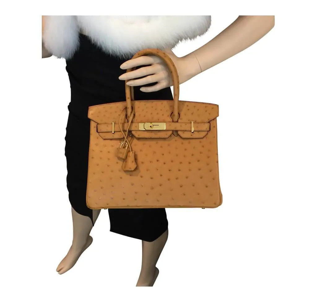 Hermès Ostrich Birkin Bag 30cm Gold