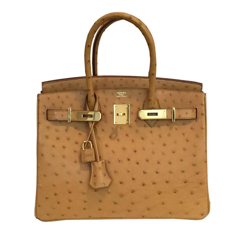 Hermès Ostrich Birkin Bag 30cm Gold