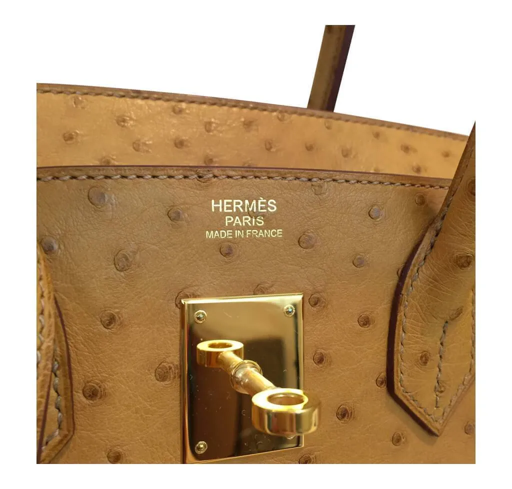 Hermès Ostrich Birkin Bag 30cm Gold