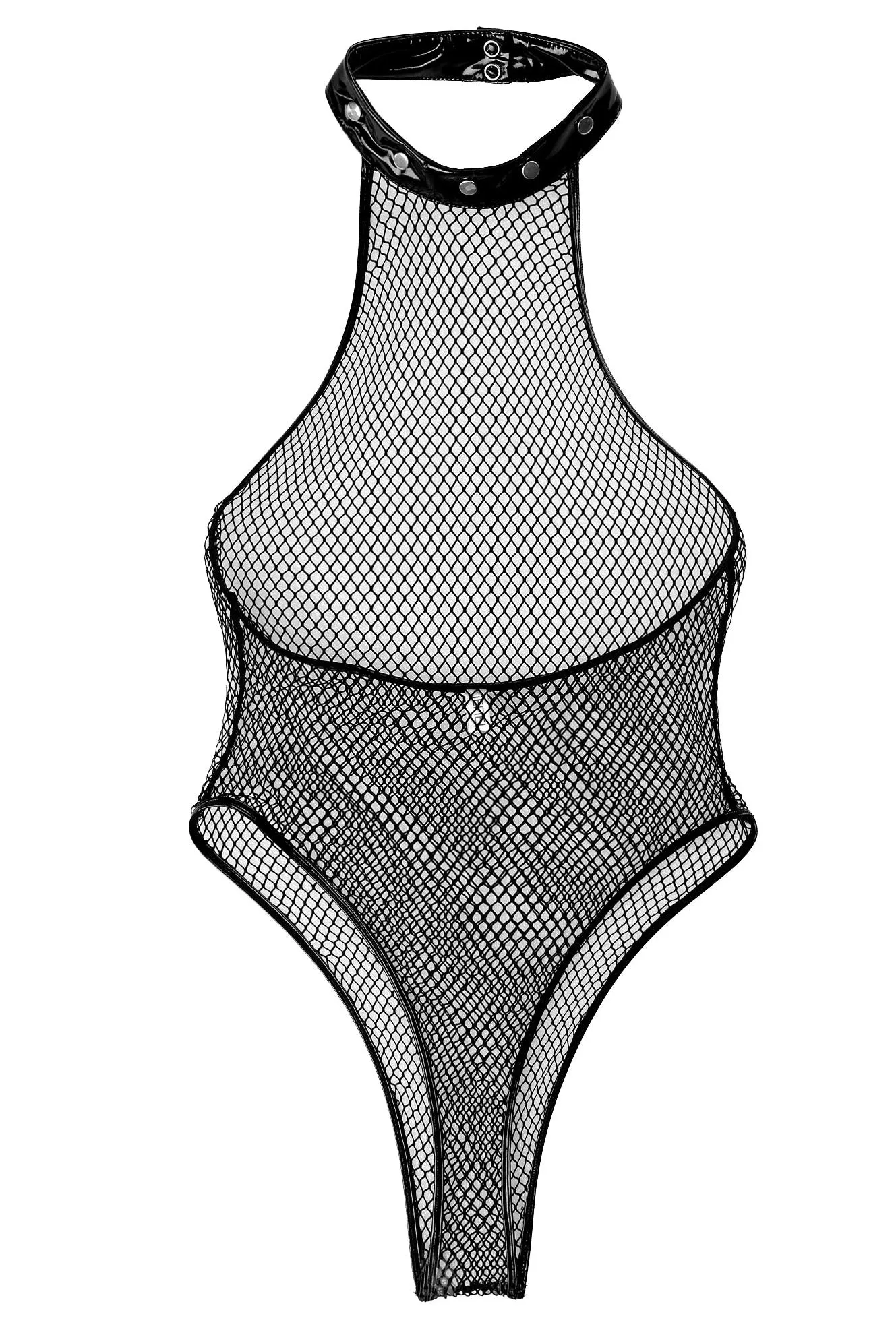 High Neck Fishnet Teddy