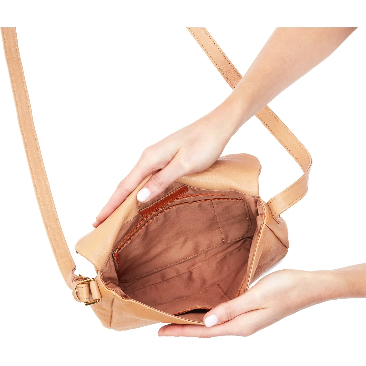 Hobo Fern Messenger Sandstorm Pebbled Leather
