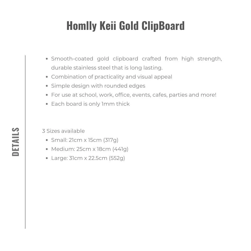 Homlly Keii Gold Writing ClipBoard