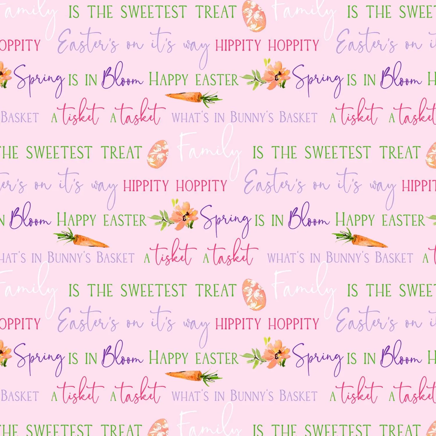 Hoppy Easter by P & B Textiles EASTER PHRASES/PINK
