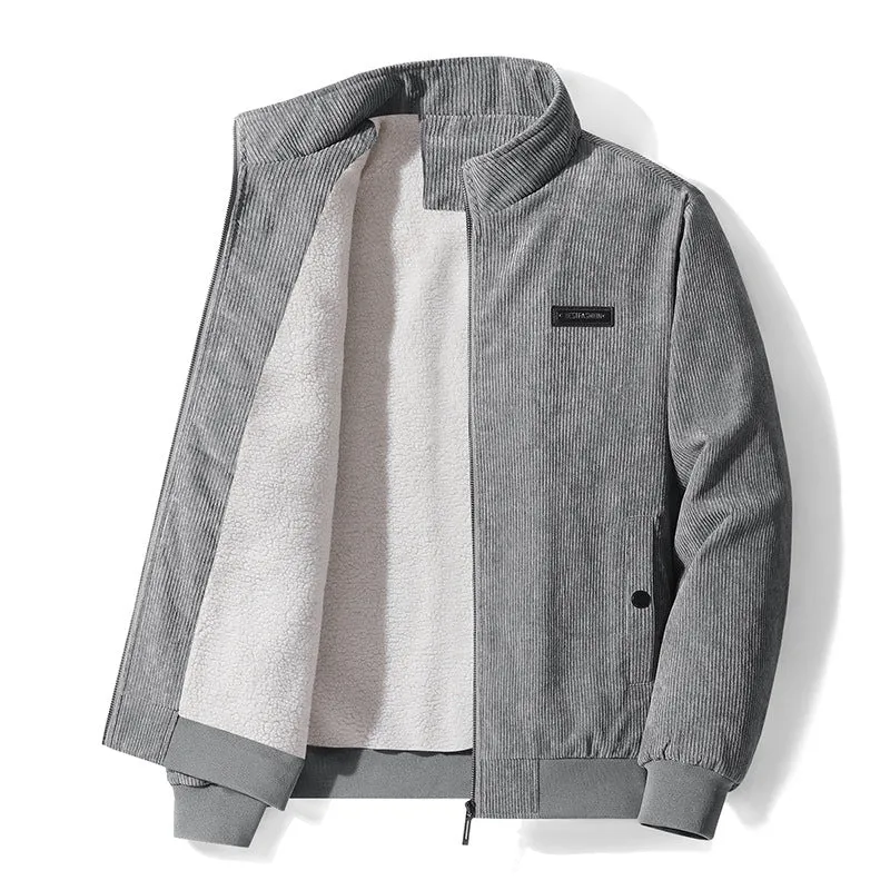 INSTOCK- Men's thickened plus velvet cotton coat stand collar