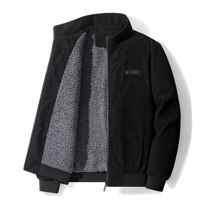 INSTOCK- Men's thickened plus velvet cotton coat stand collar