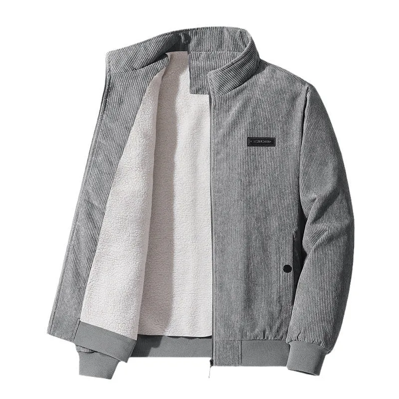INSTOCK- Men's thickened plus velvet cotton coat stand collar