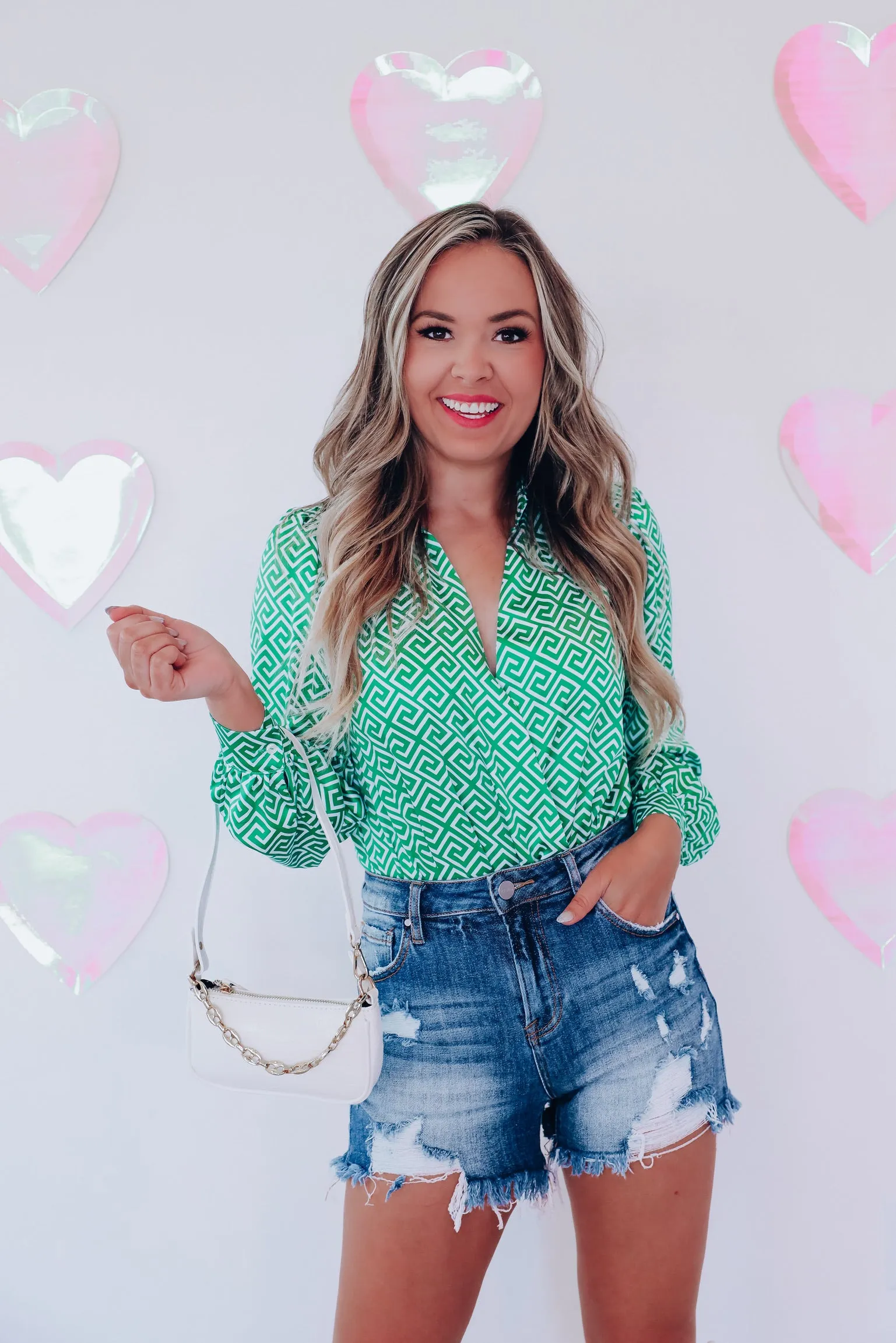 It's A Maze Surplice Bodysuit - Green