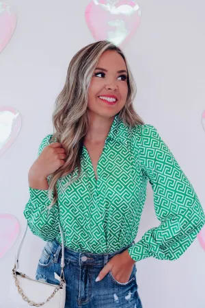 It's A Maze Surplice Bodysuit - Green