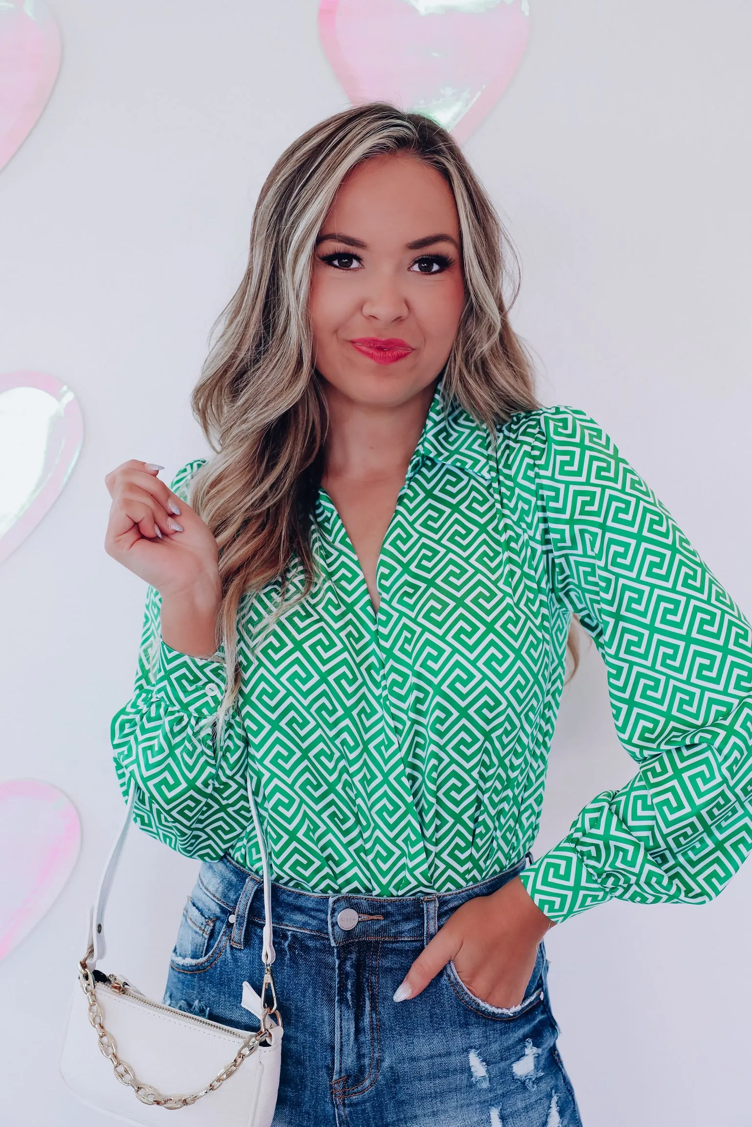 It's A Maze Surplice Bodysuit - Green