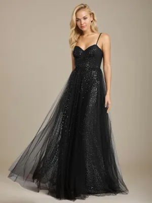 Jemima black sequin and tulle corset school ball dress Express NZ wide