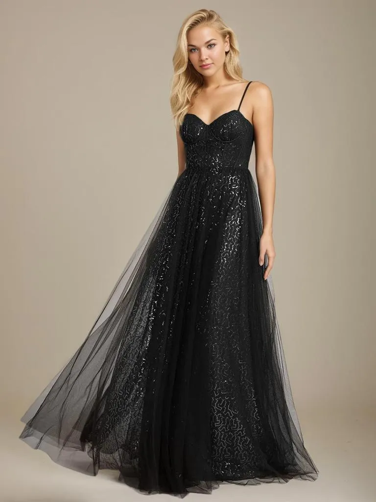Jemima black sequin and tulle corset school ball dress Express NZ wide