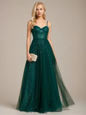 Jemima emerald sequin/tulle corset ball dress Express NZ wide