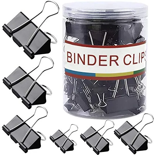 JZMYXA Binder Clips Paper Clips, 128 Pcs, Assorted Sizes, 6 Sizes Binder Clips