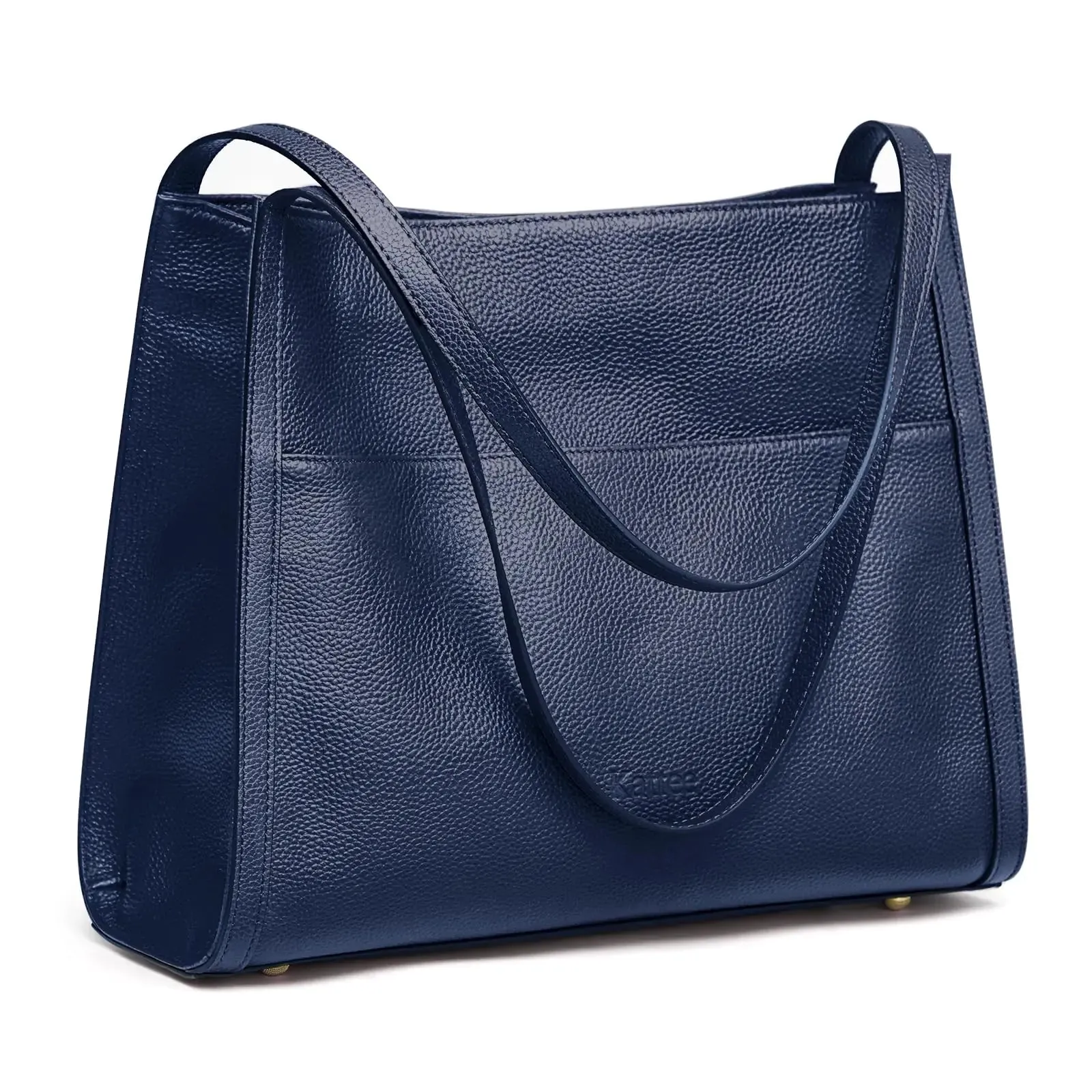 Kattee Genuine Leather Tote Bags for Women Soft Leather Shoulder Purses and Handbags Navy