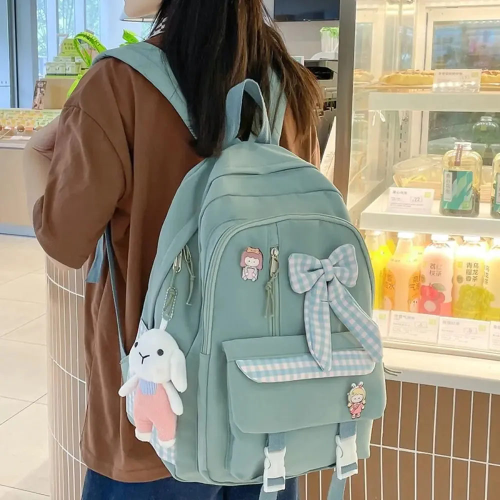 Kawaii Bow Backpack 🎀 | Cute & Spacious Nylon School Bag for Kids 🌟 | Perfect for School & Outdoor Adventures 🏞️