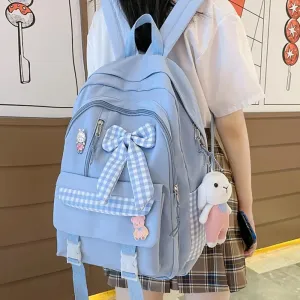 Kawaii Bow Backpack 🎀 | Cute & Spacious Nylon School Bag for Kids 🌟 | Perfect for School & Outdoor Adventures 🏞️