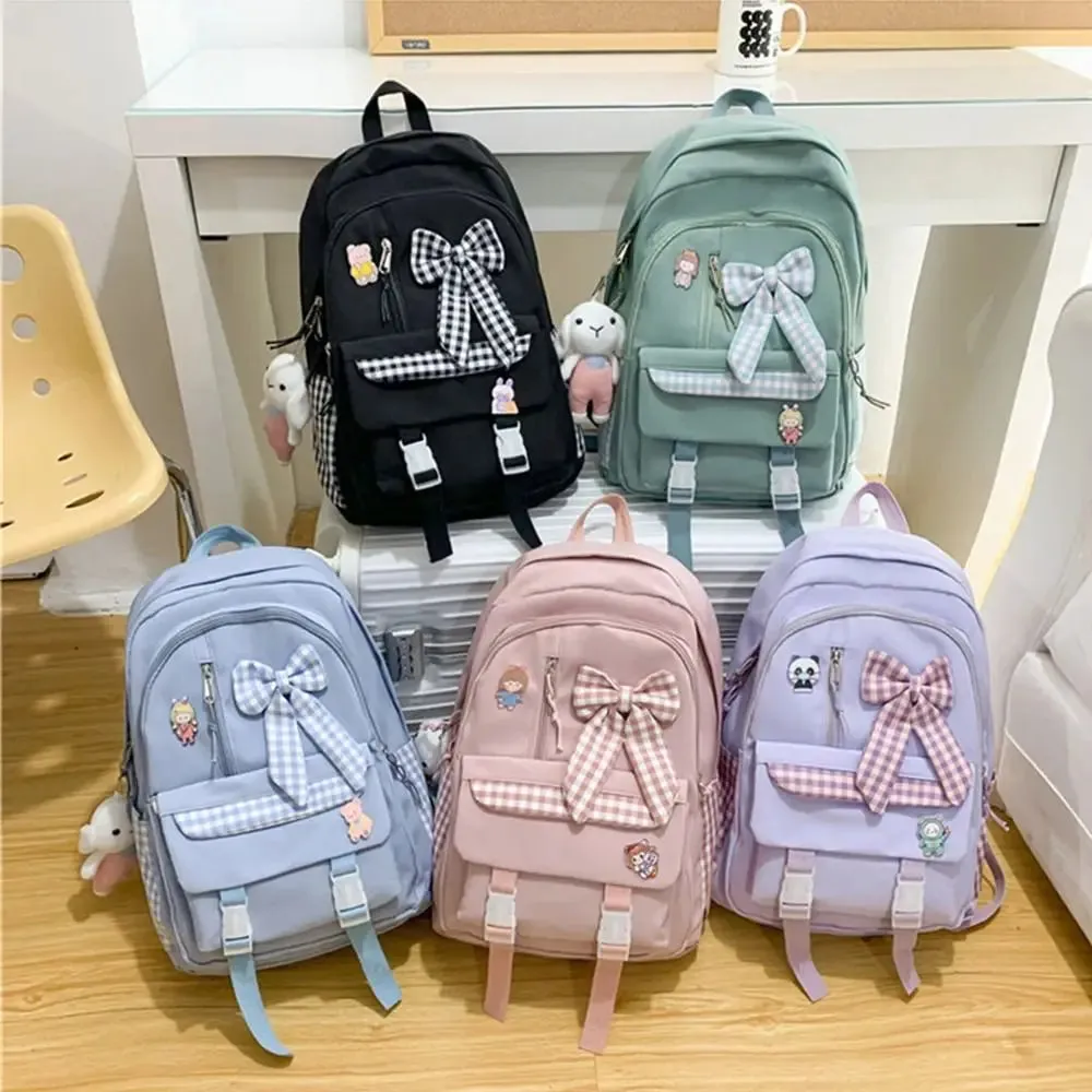 Kawaii Bow Backpack 🎀 | Cute & Spacious Nylon School Bag for Kids 🌟 | Perfect for School & Outdoor Adventures 🏞️