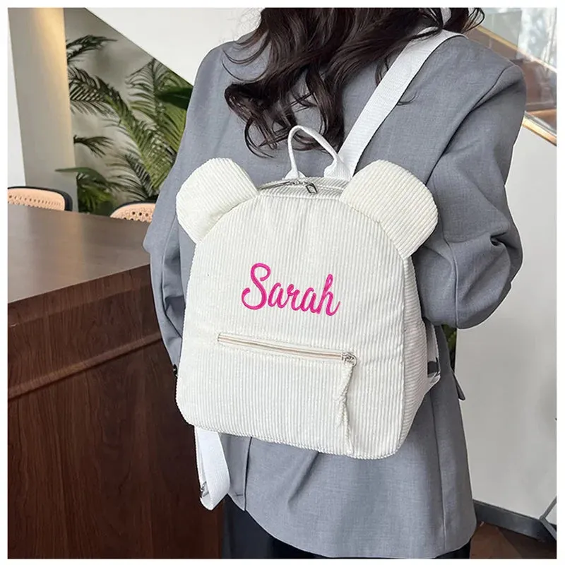 Kawaii Custom Teddy Bear Backpack 🎒✨ | Personalized Kids School Bag with Embroidered Name 🐻🎉 | Perfect for Birthdays & Children's Day Gifts!