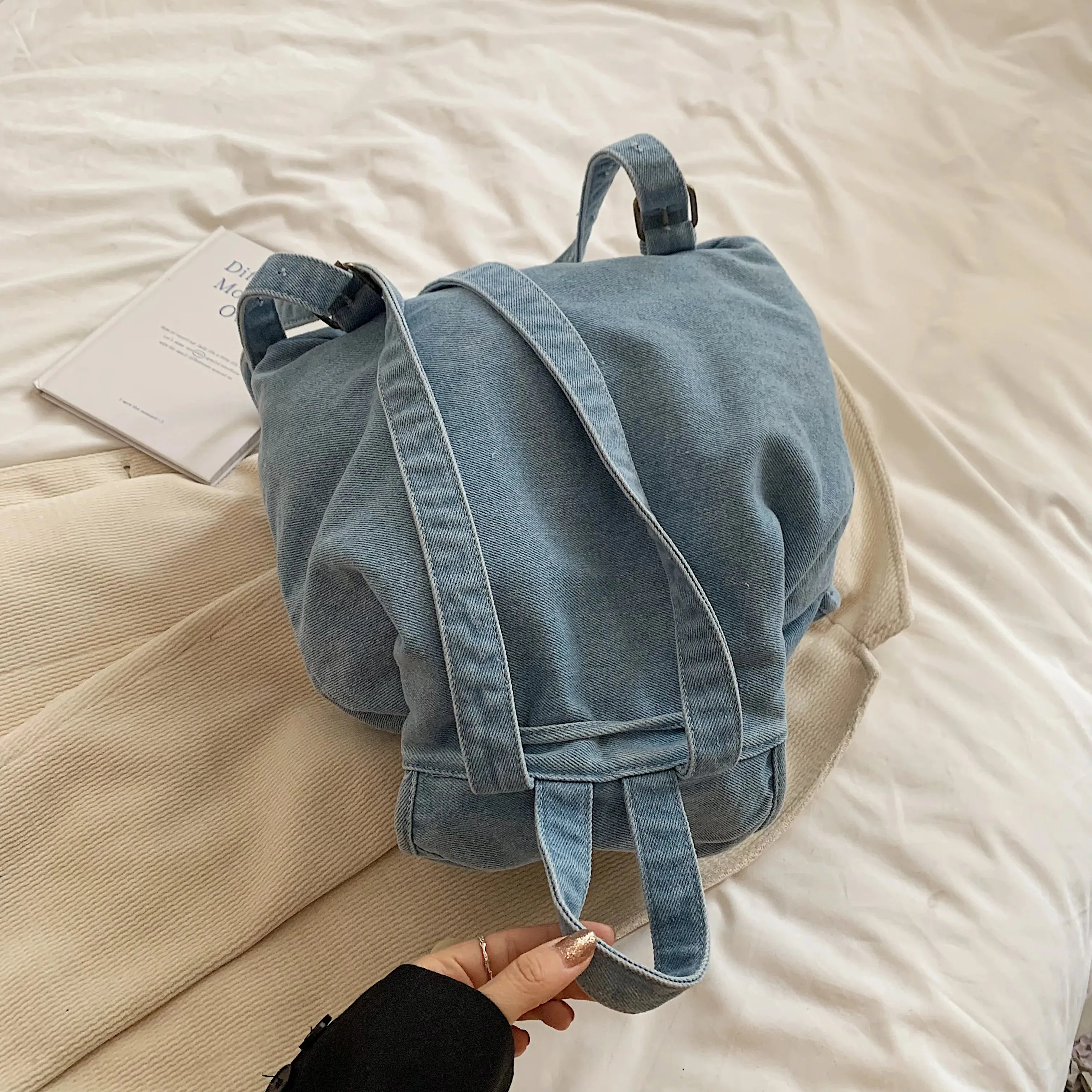 Kawaii Vibes 🌸✨ Stylish Mini Denim Backpack for Trendy Ladies 🎒👜 - Y2K Inspired Fashion!