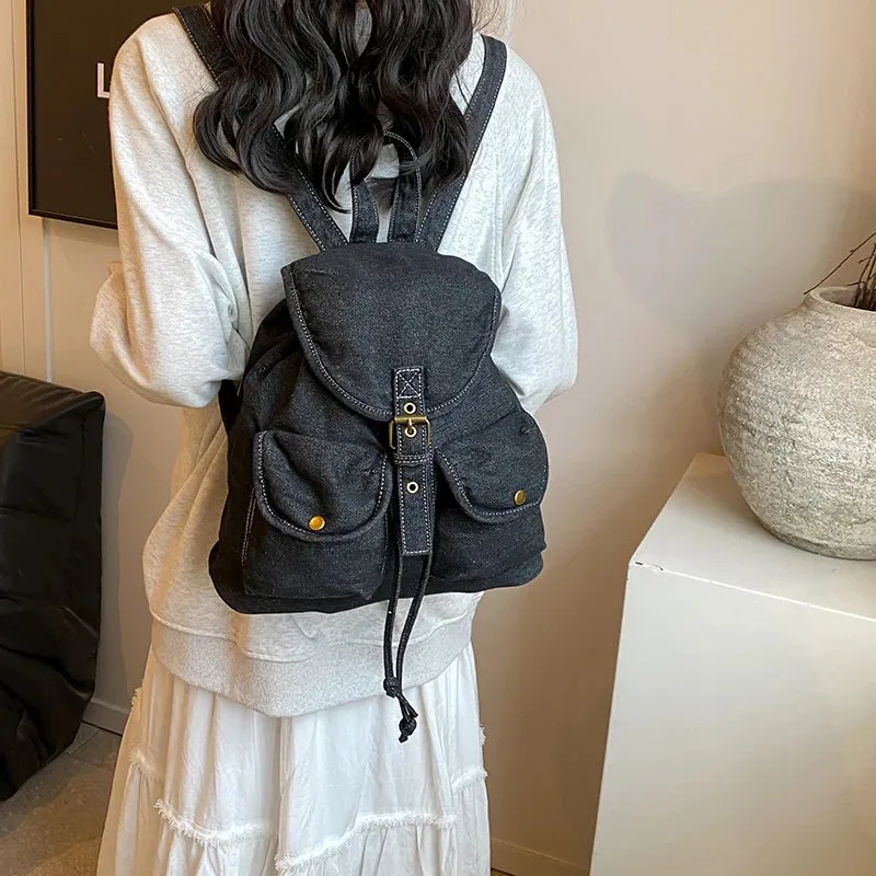 Kawaii Vibes 🌸✨ Stylish Mini Denim Backpack for Trendy Ladies 🎒👜 - Y2K Inspired Fashion!