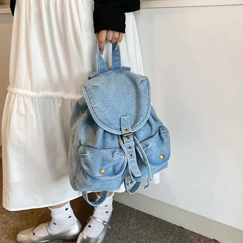 Kawaii Vibes 🌸✨ Stylish Mini Denim Backpack for Trendy Ladies 🎒👜 - Y2K Inspired Fashion!