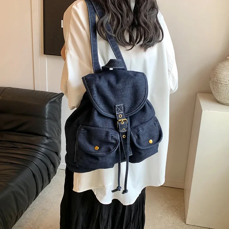 Kawaii Vibes 🌸✨ Stylish Mini Denim Backpack for Trendy Ladies 🎒👜 - Y2K Inspired Fashion!