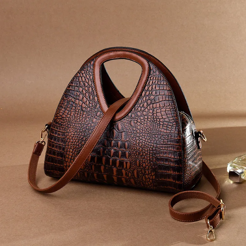 Ladies One Shoulder Crossbody Embossed Soft Leather Tote