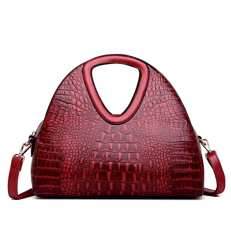 Ladies One Shoulder Crossbody Embossed Soft Leather Tote