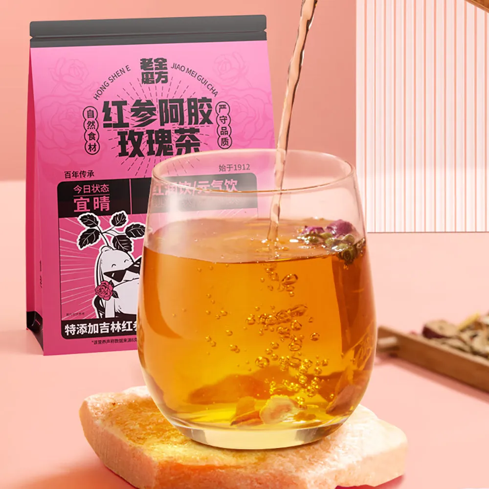Lao Jin Mo Fang Red Ginseng Ejiao Rose Tea Bags - 120g
