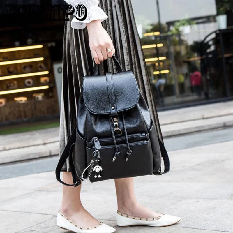 Leather Backpacks Female Ladies Backpacks School Retro Sac a Dos Female School Shoulder Bags