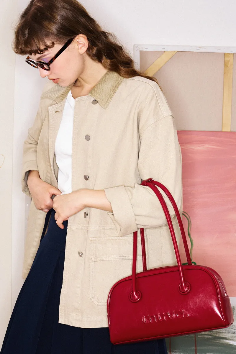 Leather Baguette Armpit Bag