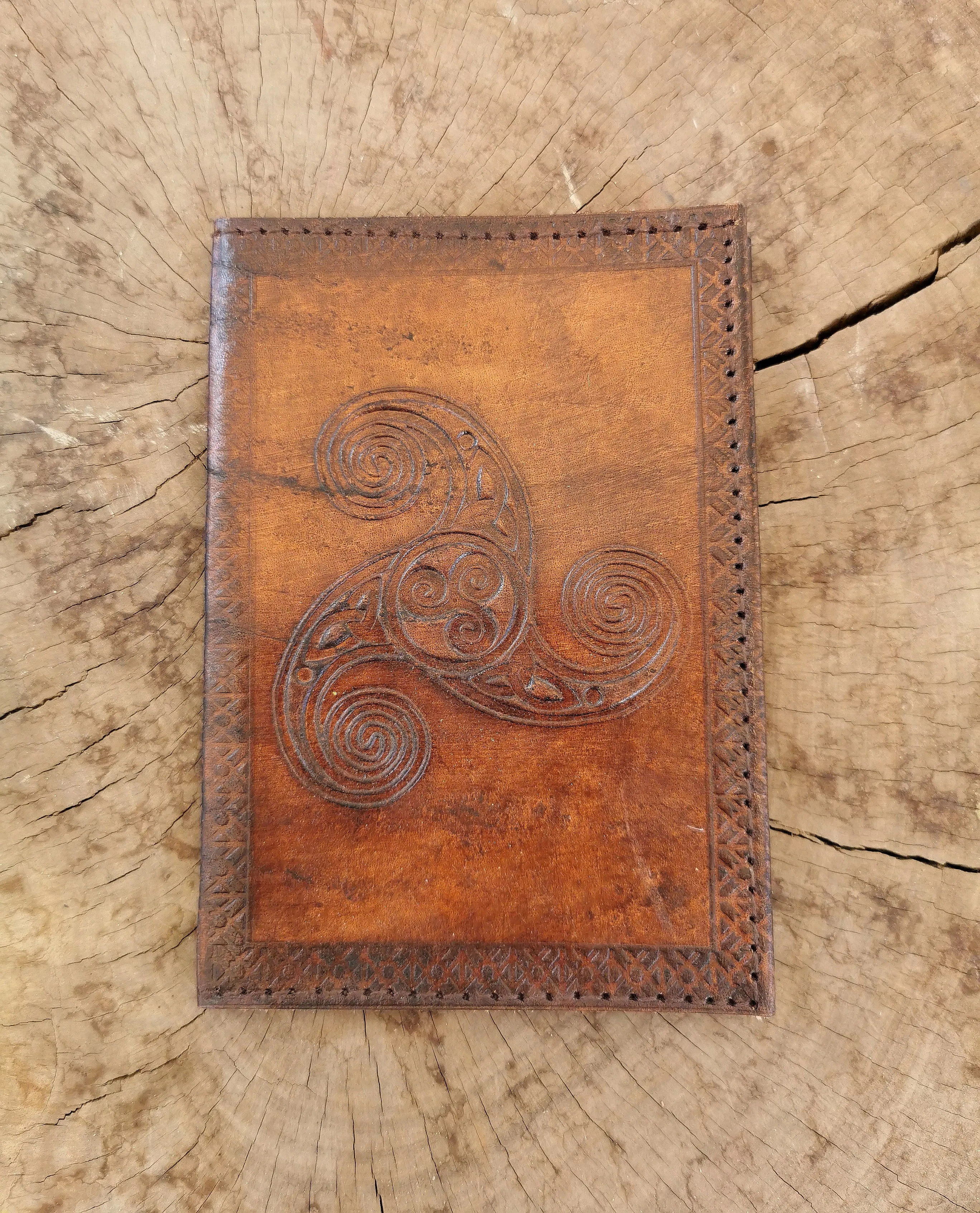 Leather Celtic Spiral Passport Holder