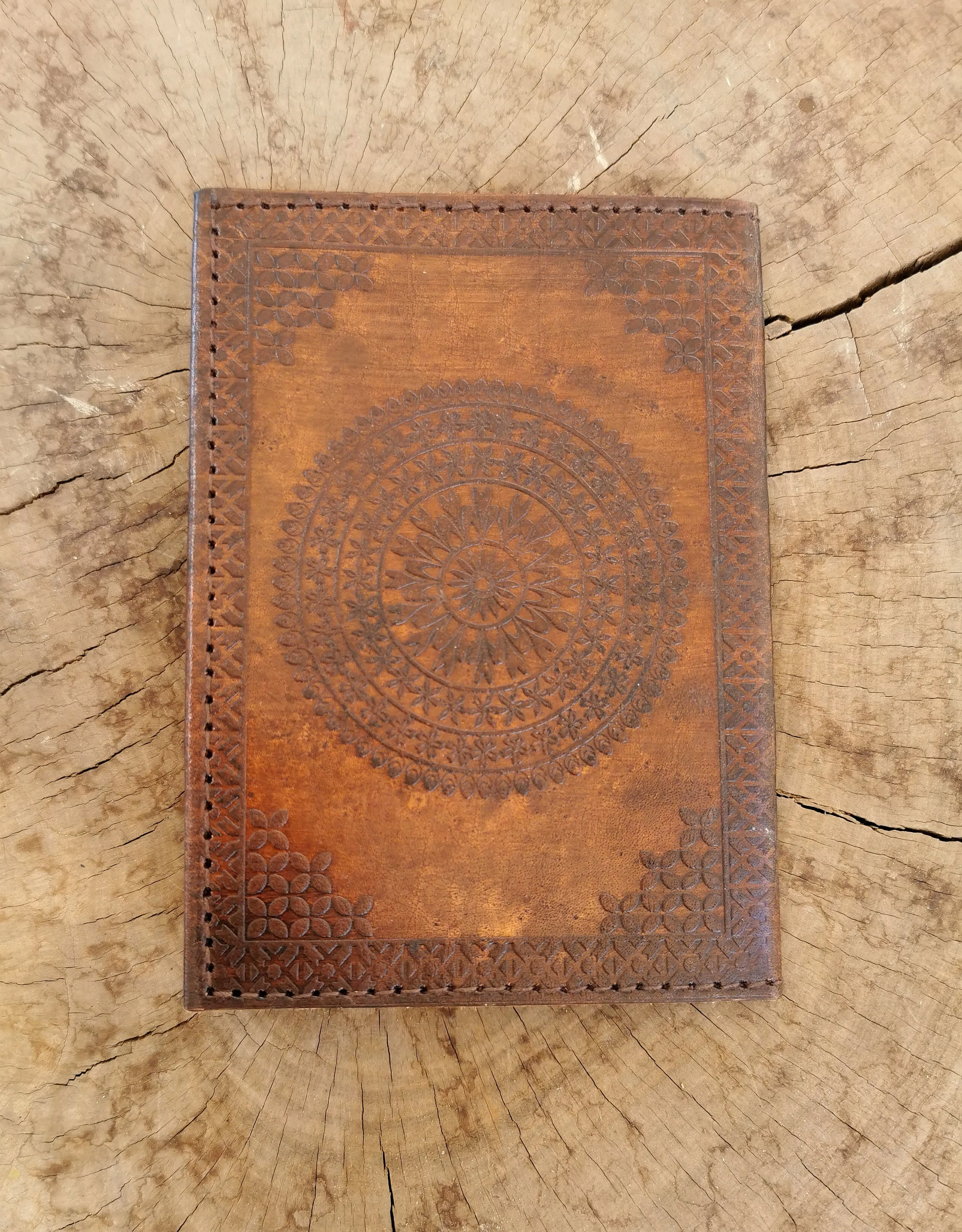 Leather Celtic Spiral Passport Holder