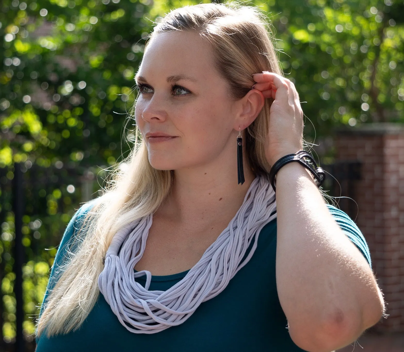 Leather Rivet Tab Earrings / Whiskey