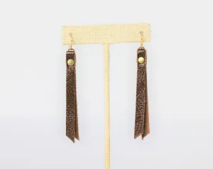 Leather Rivet Tab Earrings / Whiskey