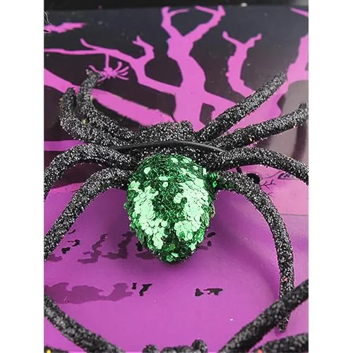 Little Surprise Box 6pcs Pack of Glitter Spider Spooky Halloween Theme Table/Wall Décor & Craft Accessory