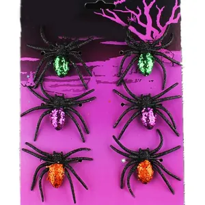 Little Surprise Box 6pcs Pack of Glitter Spider Spooky Halloween Theme Table/Wall Décor & Craft Accessory