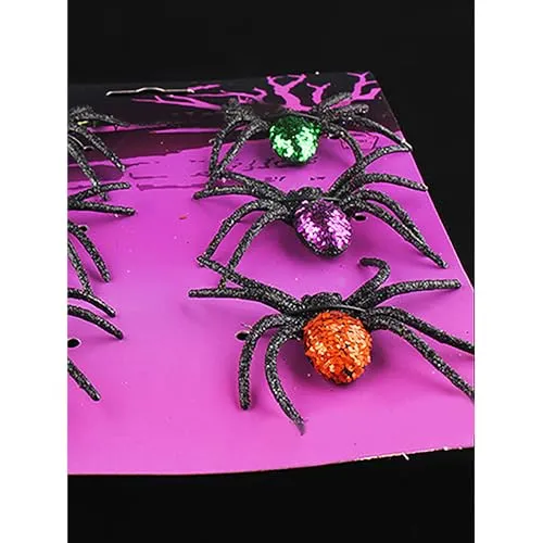 Little Surprise Box 6pcs Pack of Glitter Spider Spooky Halloween Theme Table/Wall Décor & Craft Accessory