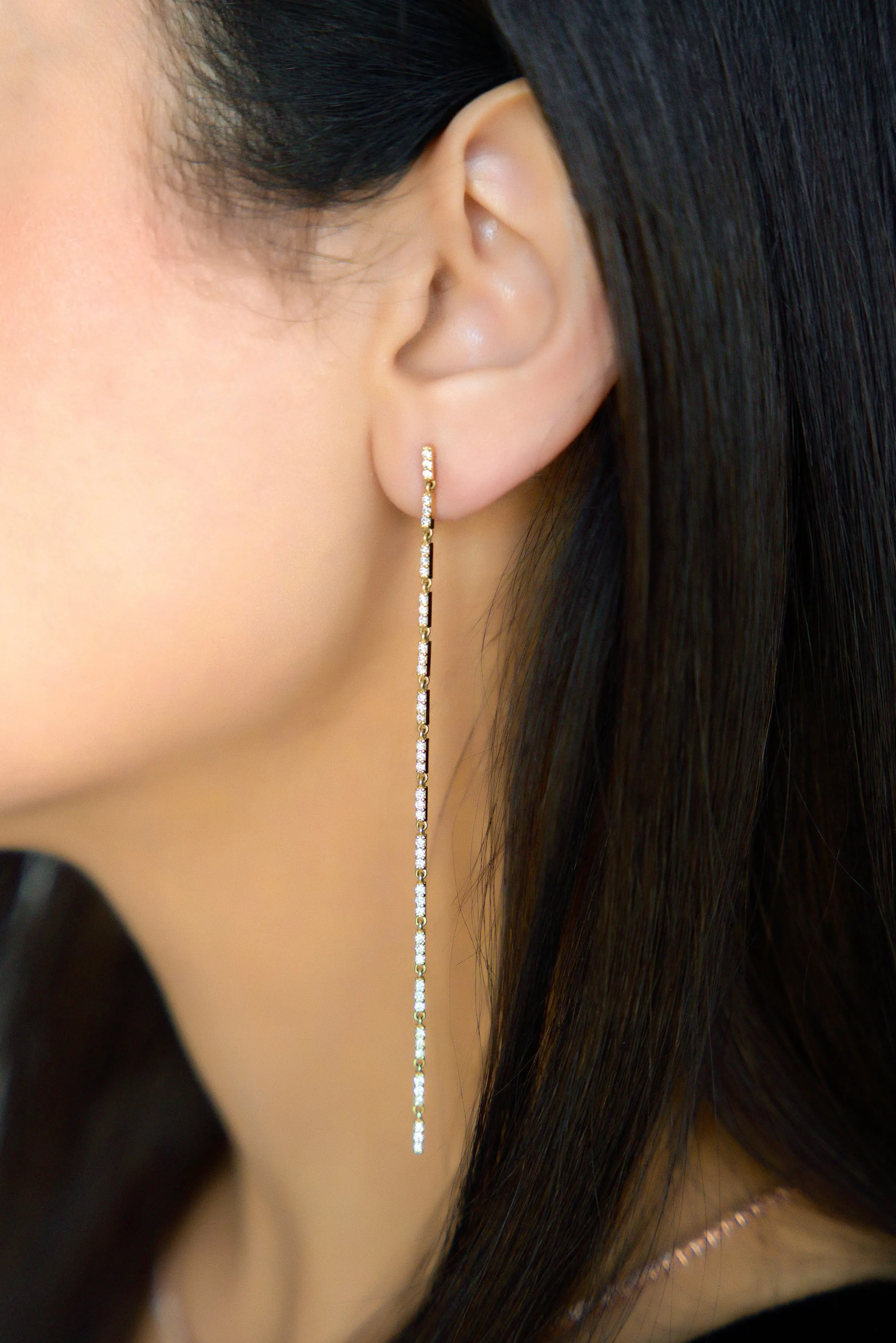 Long Diamond Drop Earring
