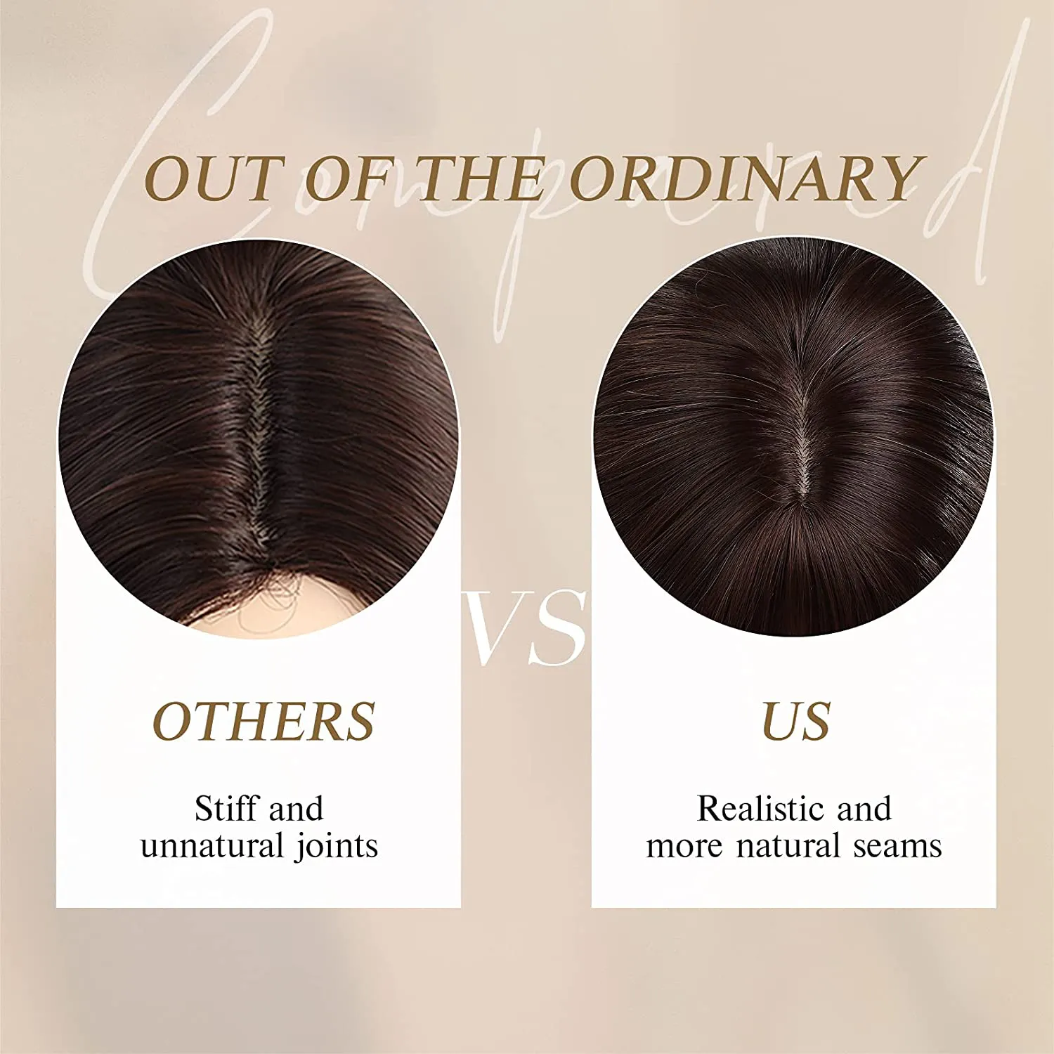 Long Straight Brown Highlight Wig with Bangs